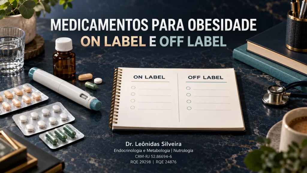 Medicamentos para obesidade on label e off label organizados em uma composição médica