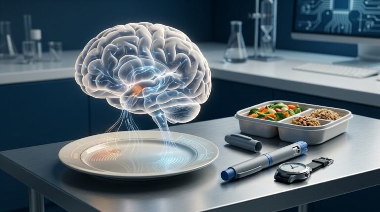 Ilustração médica sobre transtorno de compulsão alimentar, emagrecimento e tratamento integrado